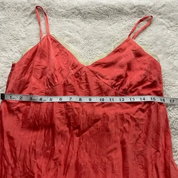 Old Navy Vintage 100% Silk Slip On Lace Lingerie Women’s Peach Embroidered Flora - Picture 4 of 8